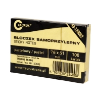 Karteczki samoprzylepne 51x76/100 żółty Taurus
