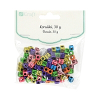 Koraliki literki czarne kolorowa baza 30g