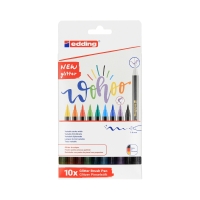 Pisaki pędzelkowe do kaligrafii 1.00-6.00mm 10kol z brokatem Edding E-1340