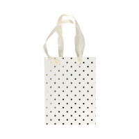 Torebki ozdobne białe 20x8x15 złote kropki S (5)