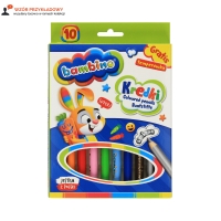 Kredki 10kol oprawa drewniana + temperówka Bambino