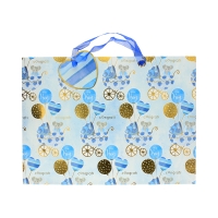 Torebki ozdobne papierowe 31x12x42 Wózeczek Balon XL niebieski - 5szt.