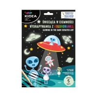 Świecąca w ciemności wydrapywanka z kolorowanką Kosmos Kidea