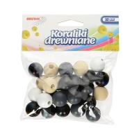 Koraliki drewniane 16mm białe i czarne (25) Brewis KD16-1