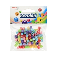 Koraliki akrylowe 6x6mm mix kolorów Alfabet 20g Brewis KL5