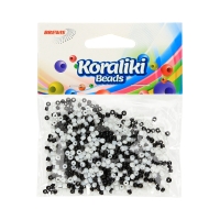 Koraliki akrylowe 3.5mm biało/czarne 30g Brewis KZ12