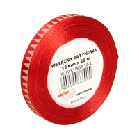 Wstążka satynowa 12mmx22m choinki biało-czerwone Brewis