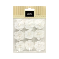 Kwiaty materiałowe samoprzylepne Magnolia białe (9)