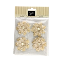 Kwiaty płócienne samoprzylepne Koronka beżowa (4)