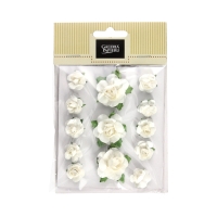 Kwiaty papierowe łodyżka róże białe (13)