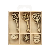 Zestaw ozdoby drewniane Klucze (30)