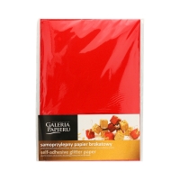 Samoprzylepny papier brokatowy czerwony 150g/m2 - 10 ark.