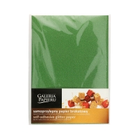 Samoprzylepny papier brokatowy zielony 150g/m2 - 10 ark.