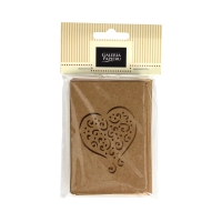 Zestaw - koperta + karnecik - serce Kraft ciemnobeżowy - opak. 5 kpl.