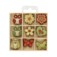 Ozdoby drewniane pudełko Sowy/Kwiaty (27)