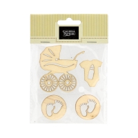 Ozdoby drewniane samoprzylepne Baby zestaw