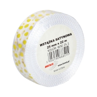 Wstążka satynowa 25mm biała wielkanoc Brewis WSE25-1