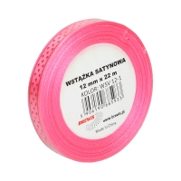 Wstążka satynowa 12mmx22m serca ciemnoróżowe Brewis 1
