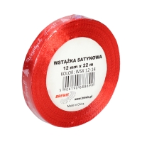 Wstążka satynowa 12mmx22m napis Wesołych Świąt czerwono/biała Brewis