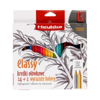 Kredki ołówkowe 24kol + 2 trójkątne + temperówka Classy Heykka