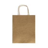 Torba papierowa 180x80x225 brązowa gładka Kraft uszy skręc