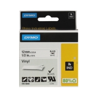 Taśma 12mmx5.5m czarno/biała winylowa Dymo 18444