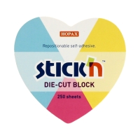 Karteczki samoprzylepne 64x67/250 neon+biały serce StickN