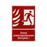 Znak Drzwi przeciwpożarowe Zamykać! kier/prawo 100x148 FN BB014