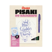 Zestaw do kaligrafii Touch Brush Pen 4kol Basic + książka Pentel