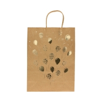 Torebki papierowe 33x10x24 złote balony Kraft - 5szt.