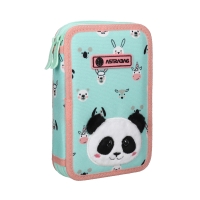 Piórnik z wyposażeniem podwójny Teddy Panda Astrabag