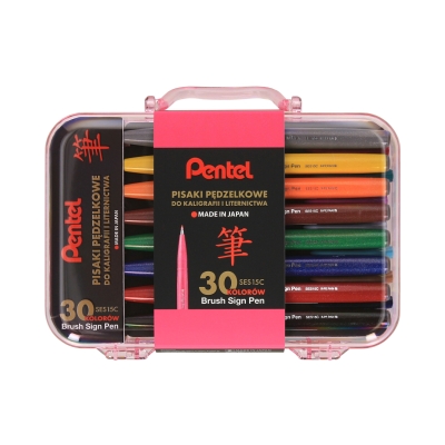 Zestaw pisaków do kaligraiffi 30kol. Brush Sign Pen walizka Pentel