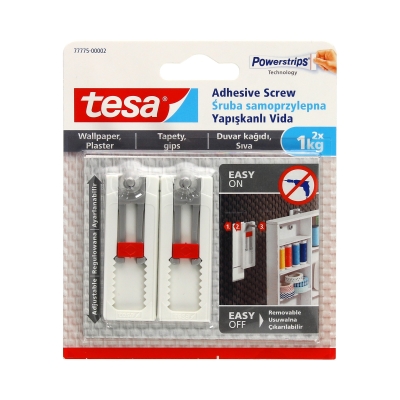 Śruba samoprzylepna na tapety regulowana do 1kg Tesa - 2szt.