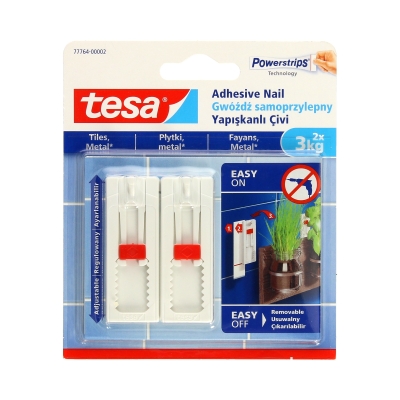 Gwóźdź samoprzylepny do płytek regulowany do 3kg Tesa - 2szt.