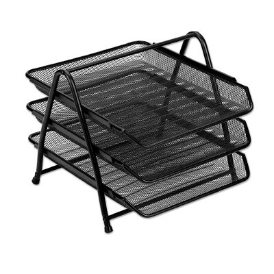 Półka na dokumenty A4 czarna siatka 3 szuflady Taurus