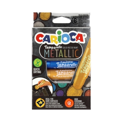 Farby w sztyfcie 6kol metaliczne Carioca Temperello