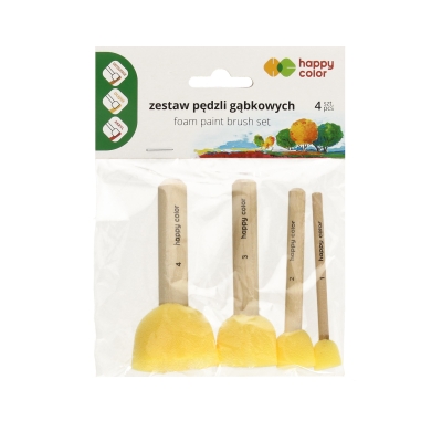 Pędzel gąbkowy okrągły (4) mix Happy Color