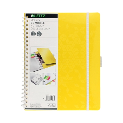 Kołonotatnik A4/80 kratka żółty Wow BeMobile Leitz