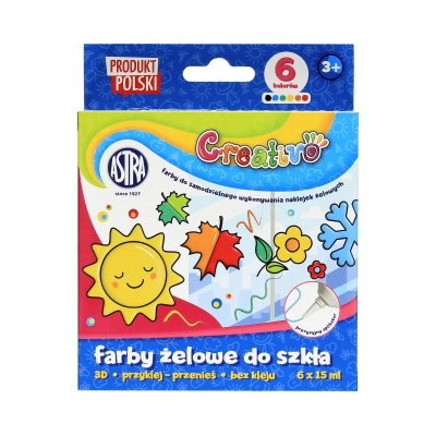 Farby żelowe do szkła 6kol 15ml Astra 301122015