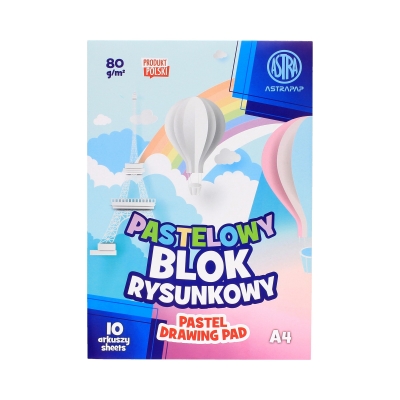 Blok rysunkowy A4/10 kolor pastel Astra 80g