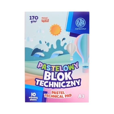 Blok techniczny A3/10 kolor pastel Astra 170g