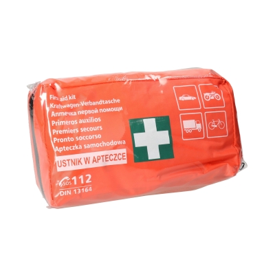 Apteczka samochodowa z wyposażeniem DIN13164 + ustnik PK-MOT