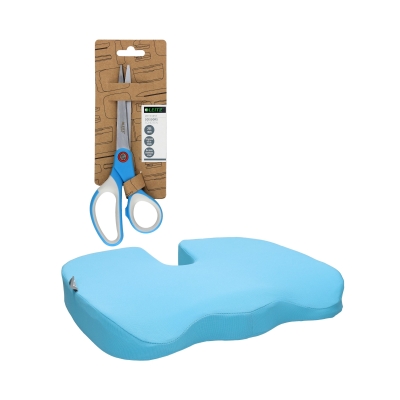 Poduszka ortopedyczna niebieska Ergo Cosy + nożyczki Leitz