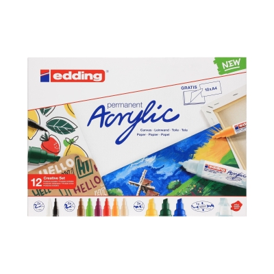 Markery akrylowe 12kol Basic Edding