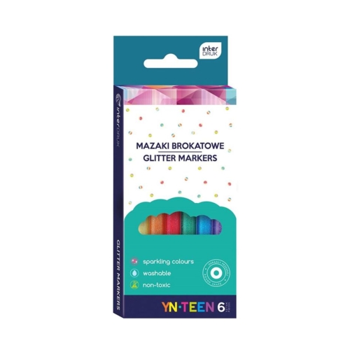 Flamastry 6kol brokatowe