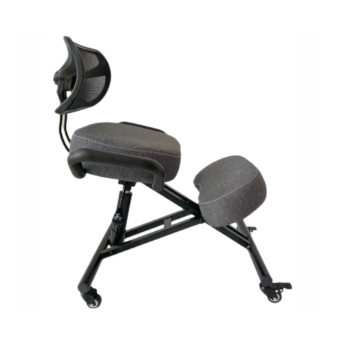 Krzesło ergonomiczne klękosiad szary lniany + pokrowiec szary OKNEEL