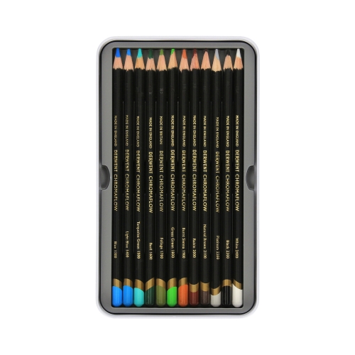 Kredki ołówkowe 25kol metalowe pudełko Derwent Chromaflow 2305857