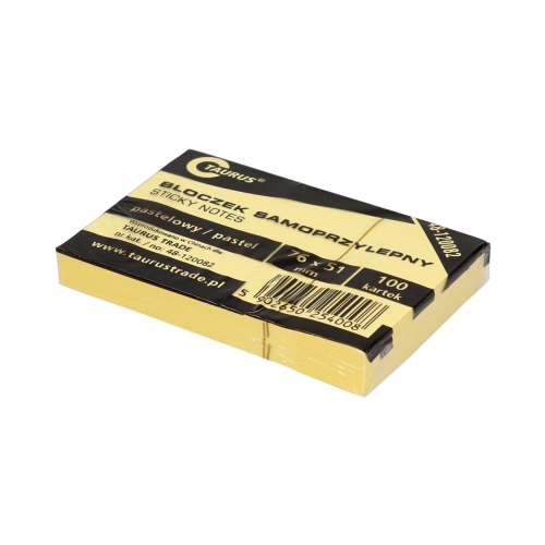 Karteczki samoprzylepne 51x76/100 żółty Taurus