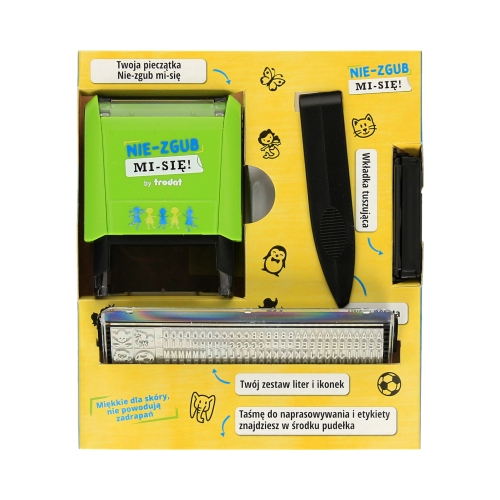 Pieczątka do tkanin nie zgub mi się czarna Trodat 4911