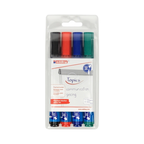 Marker flipchart 1.5-3.0mm 4kol okrągły Edding 380
